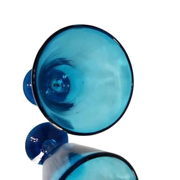 Vintage Blue Glass Goblets Set‎ Of 2 - Picture 5 of 9